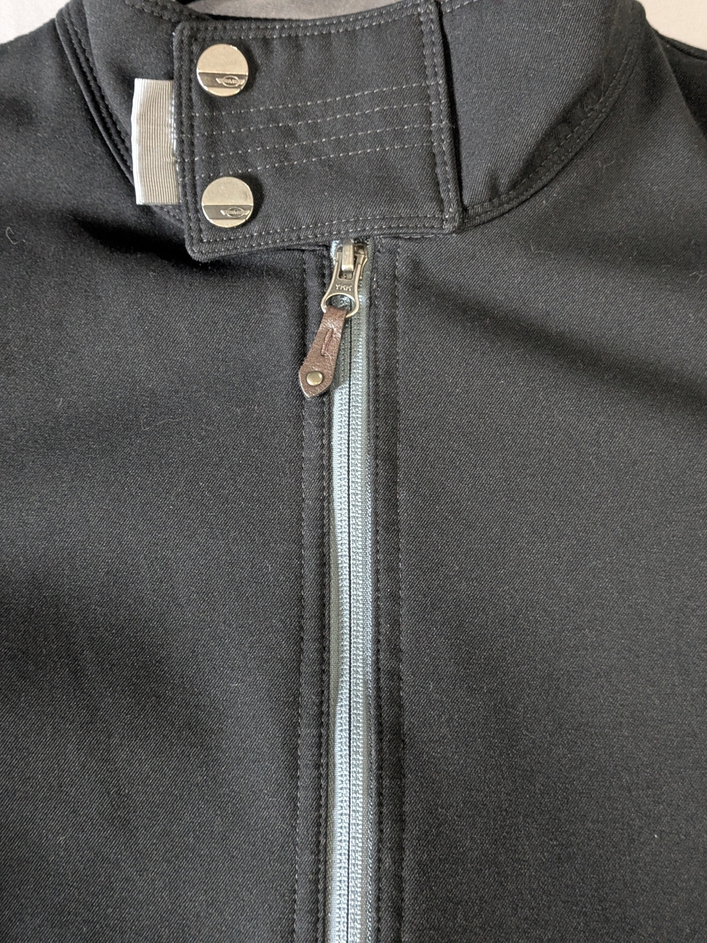 SIMS Women’s Medium Softshell Bomber Jacket Black Grey Ribbed Trim Zip Up Y2K - Picture 3 of 8